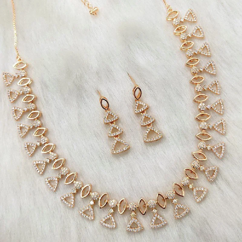 Aamrapali Rose Gold  Plated AD Necklace Set