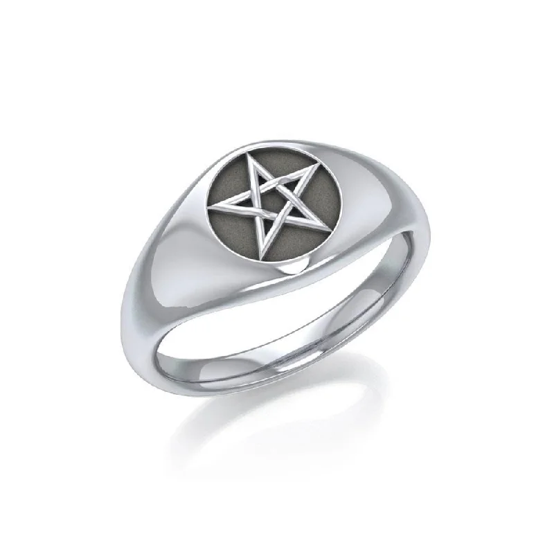 Pentagram Pentacle Sterling Silver Ring TR595