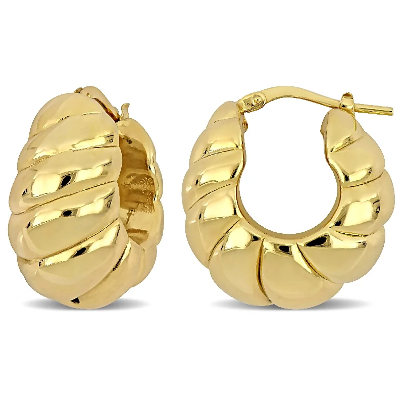 Miadora Yellow Plated Sterling Silver Hoop Earrings