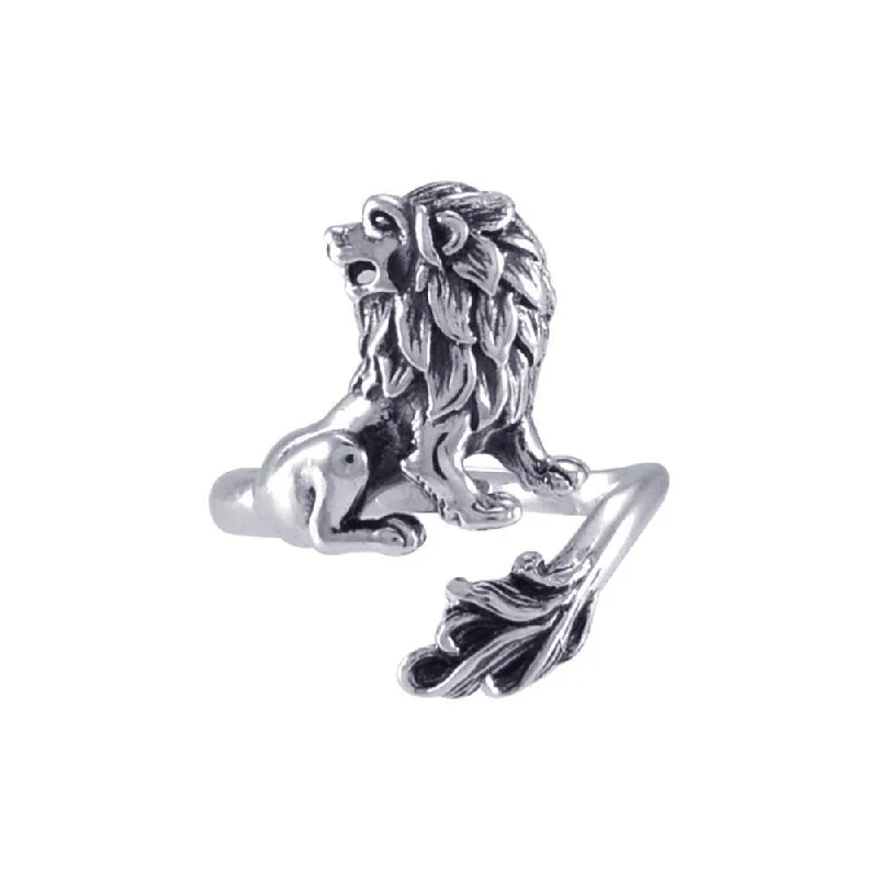 The Lion Silver Adjustable Wrap Ring TRI1826