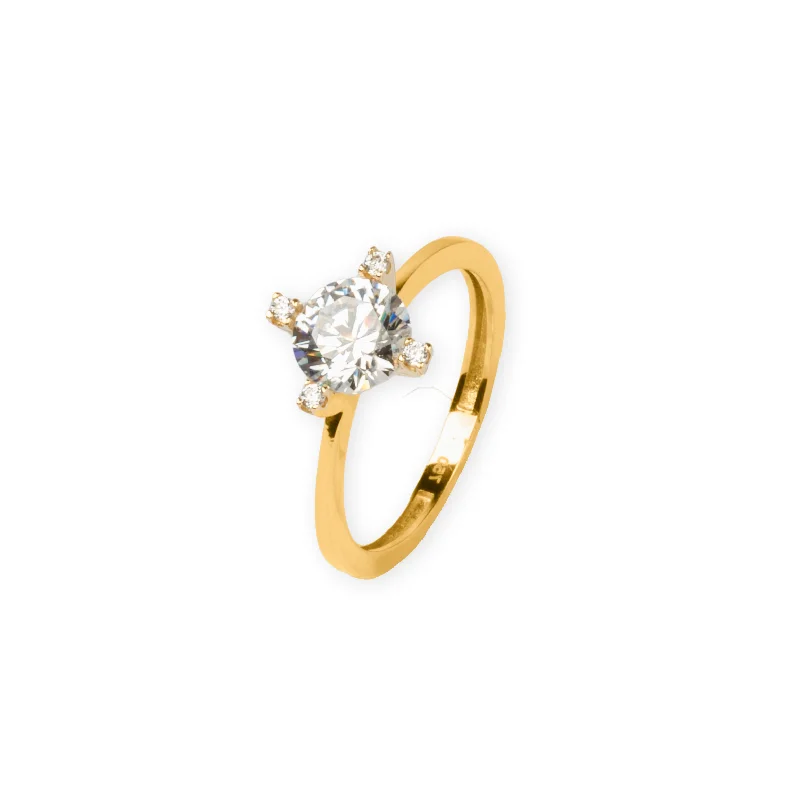 Real Gold Solitaire Ring 0056 (SIZE 7) R1996