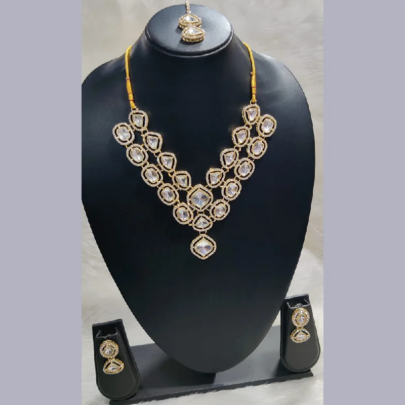 Pooja Bangles Gold Plated Crystal Stone Necklace Set