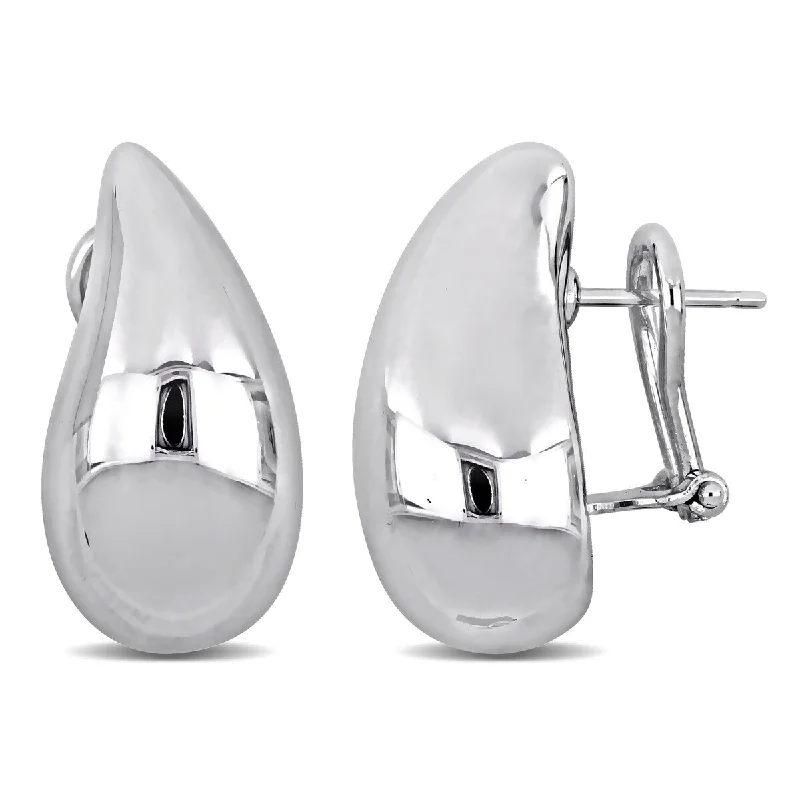 Miadora 24mm Teardrop Design Stud Earrings in 14K White Gold