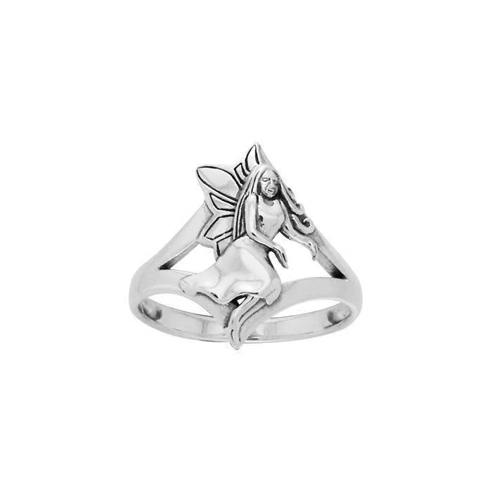 Gesturing fairy in Wiccan world ~ Sterling Silver Jewelry Ring TRI520