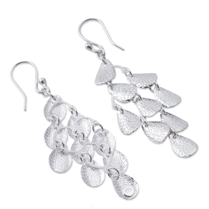 Handmade Sterling Silver 'Rain' Chandelier Earrings (Peru)