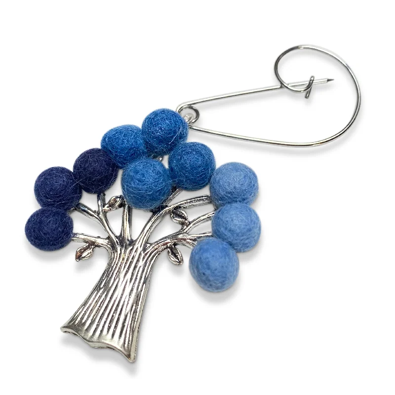 Tree Of Life Brooch Blue