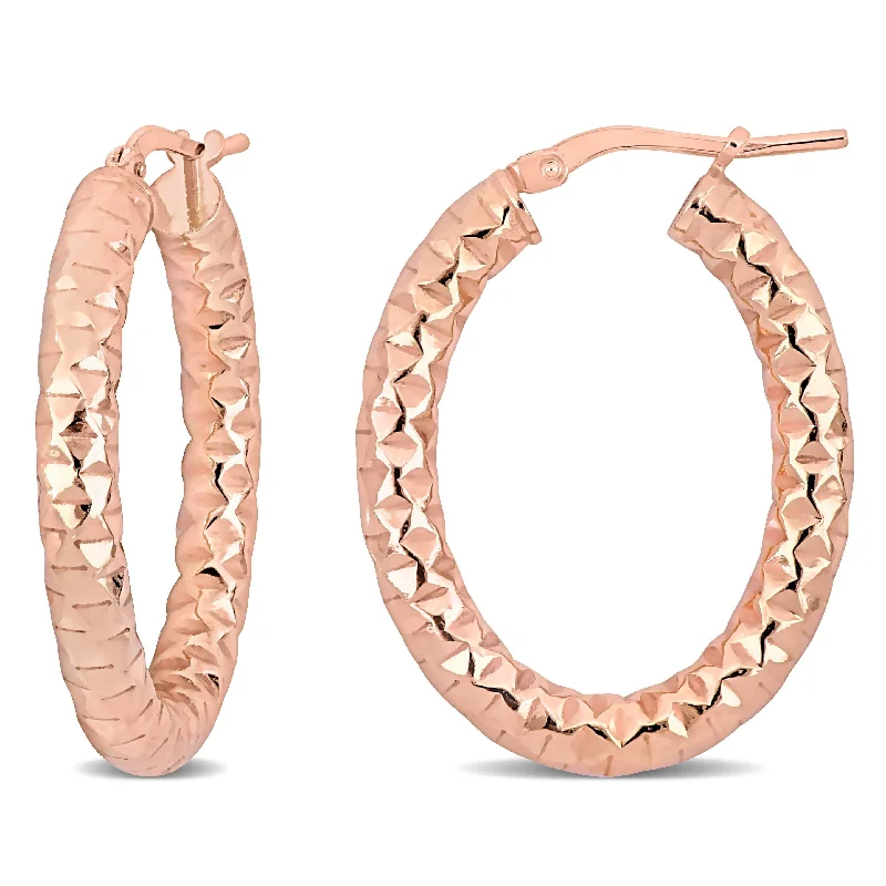 Miadora Rose Plated Sterling Silver Hoop Earrings