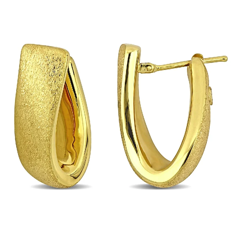 Miadora 25mm Hoop Satin Finish Earrings in 14K Yellow Gold