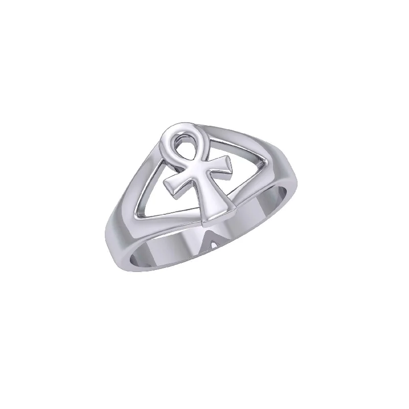 Ankh Cross Silver Ring TRI1294