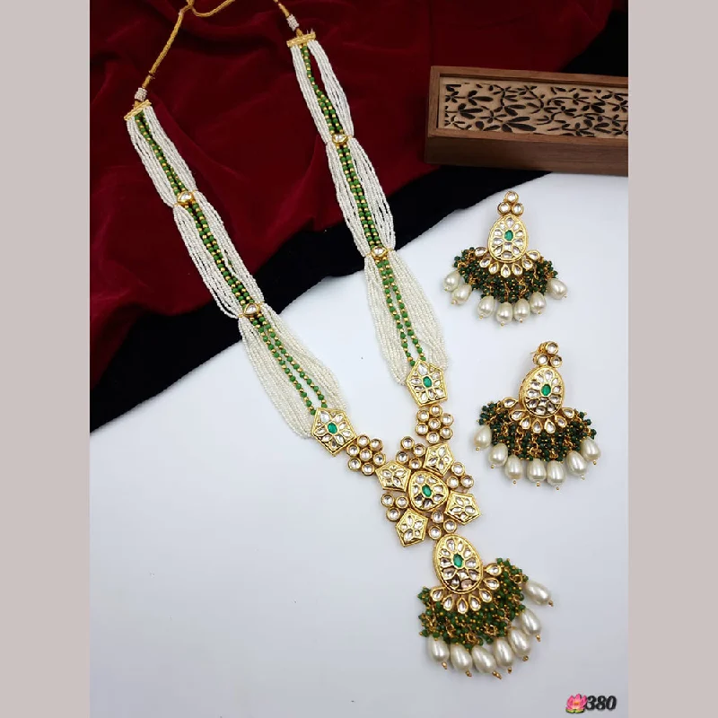 JCM Gold Plated Kundan Long Necklace Set