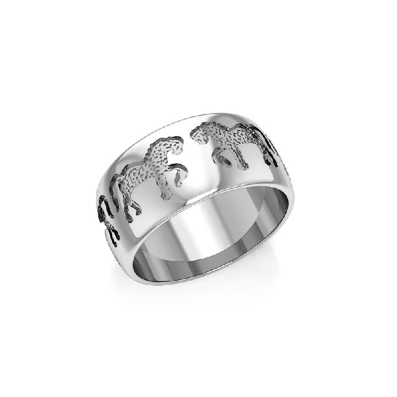 Engraved with passion and vigor ~ fine Sterling Silver Jewelry Horse Ring TR902