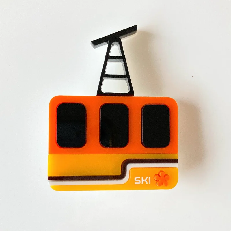 Vintage CABLE CAR Acrylic Brooch ❄️