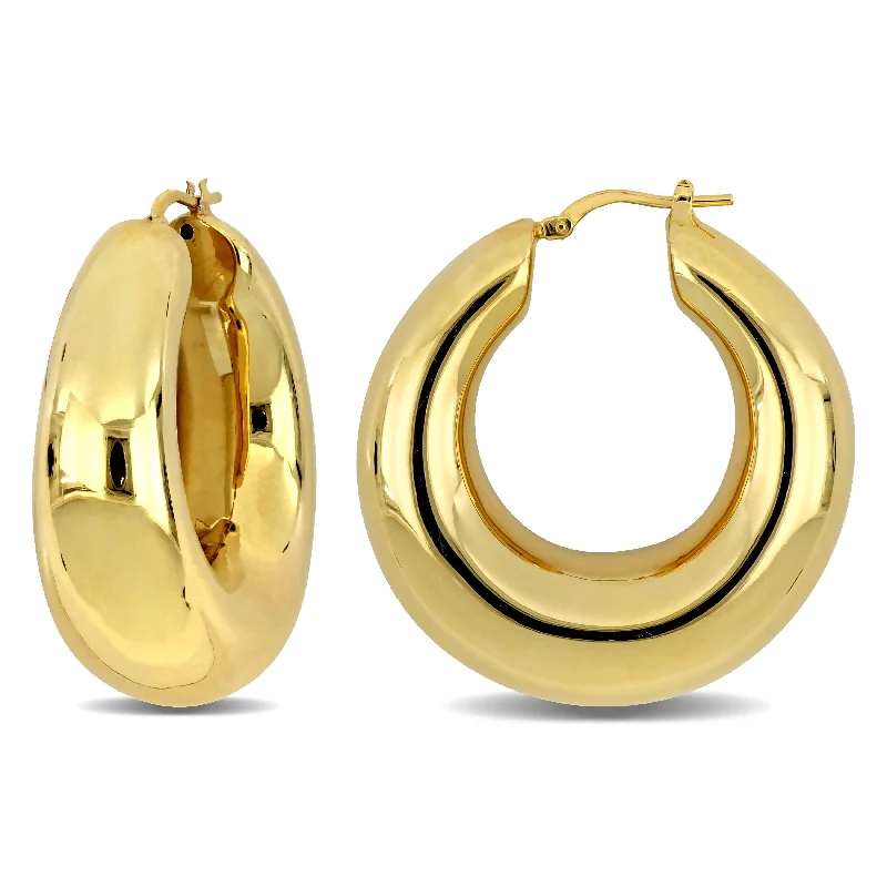 Miadora Yellow Plated Sterling Silver Hoop Earrings