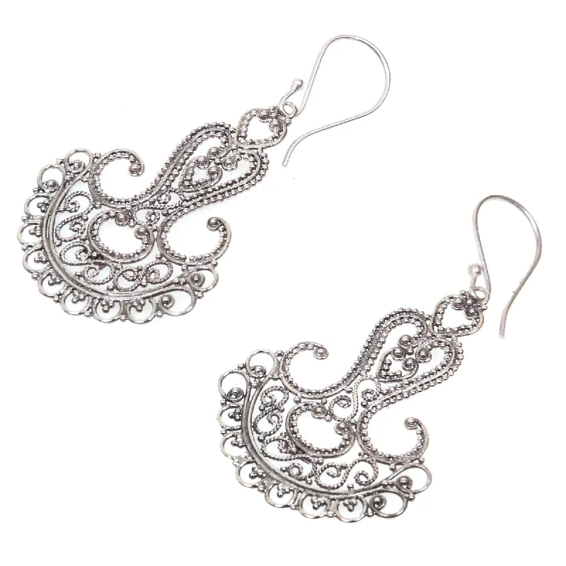 NOVICA Handmade Sterling Silver 'Benoa Anchor' Earrings (Indonesia)