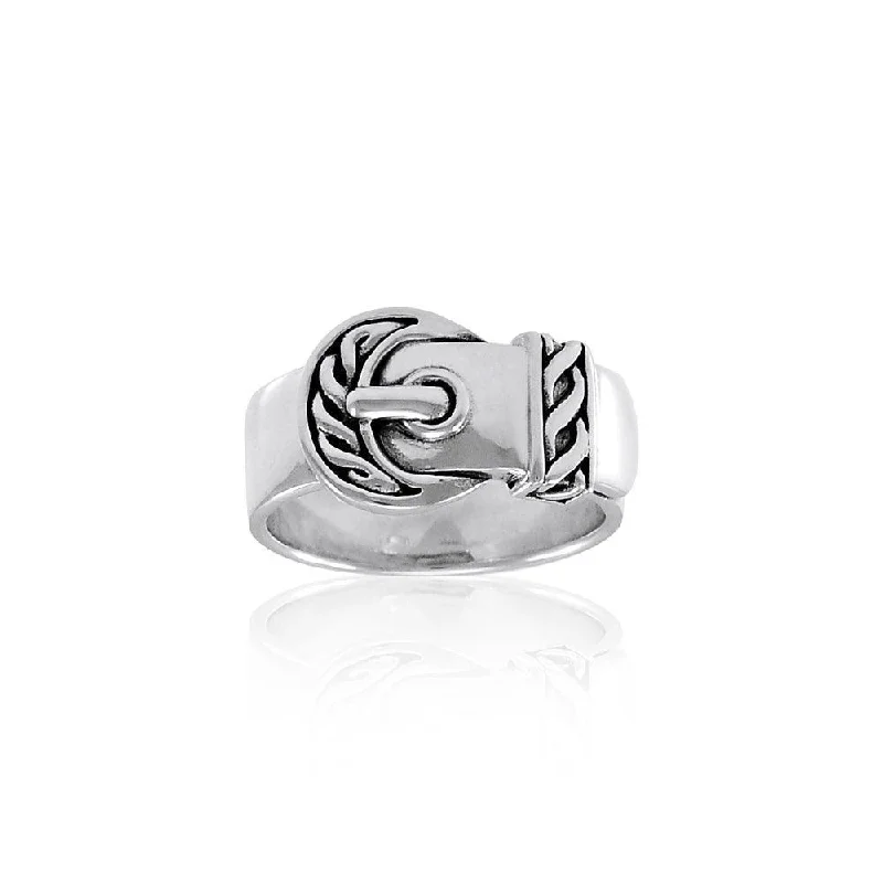 Celtic Belt Buckle Sterling Silver Ring TRI1255