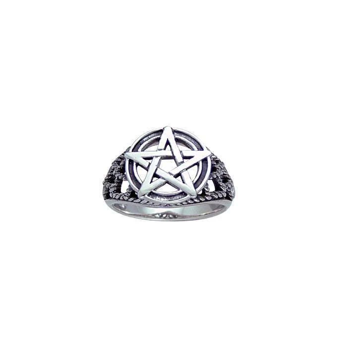 Silver Pentagram Pentacle Ring TR3804