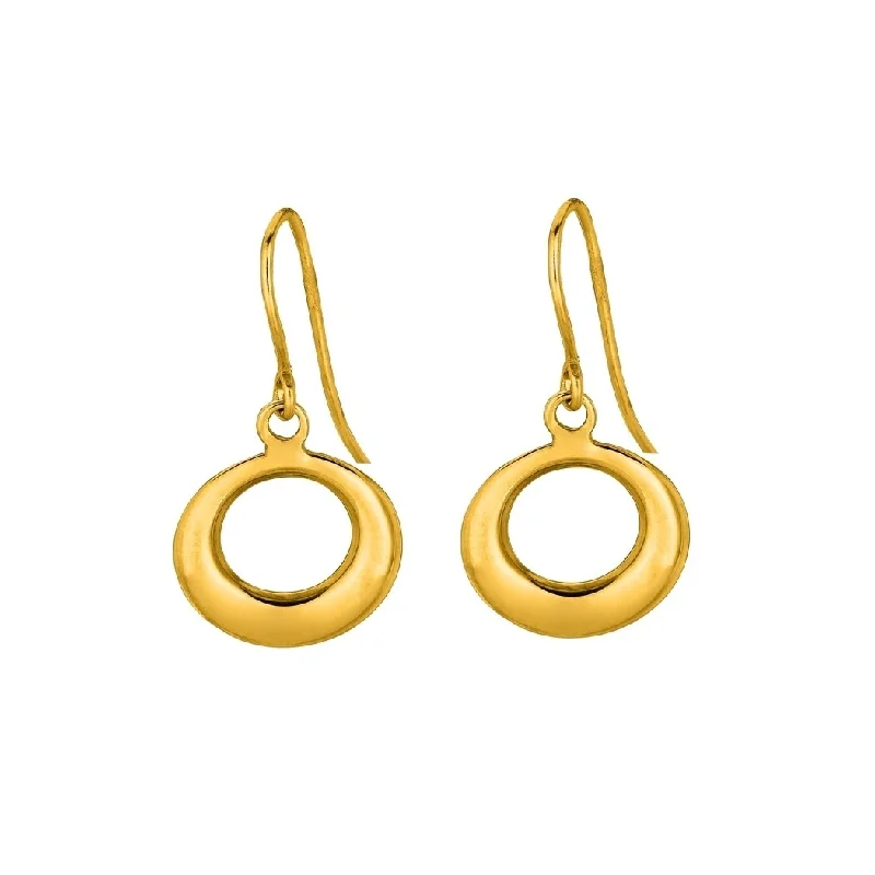 Curata 14k Yellow Gold 12x22mm Small Polished Open Circle Hook Earrings