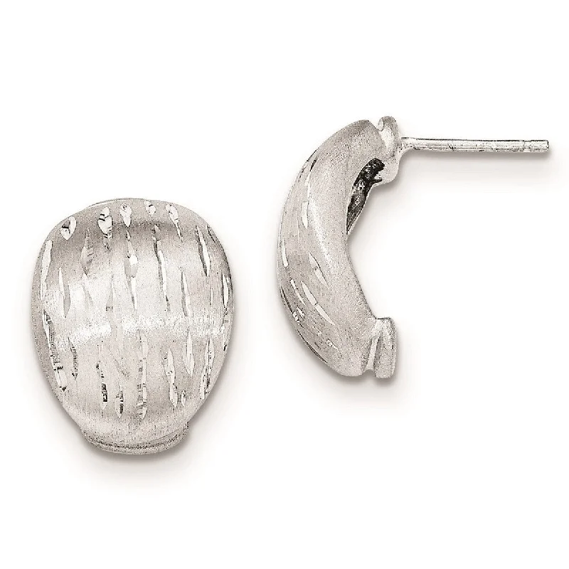 Curata 925 Sterling Silver 20x15mm Etched Satin Curved Post Earrings