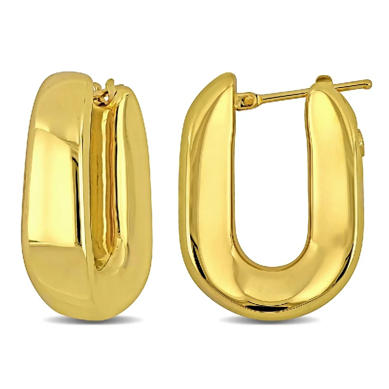 Miadora 26mm Square Oval Hoop Earrings in 14K Yellow Gold