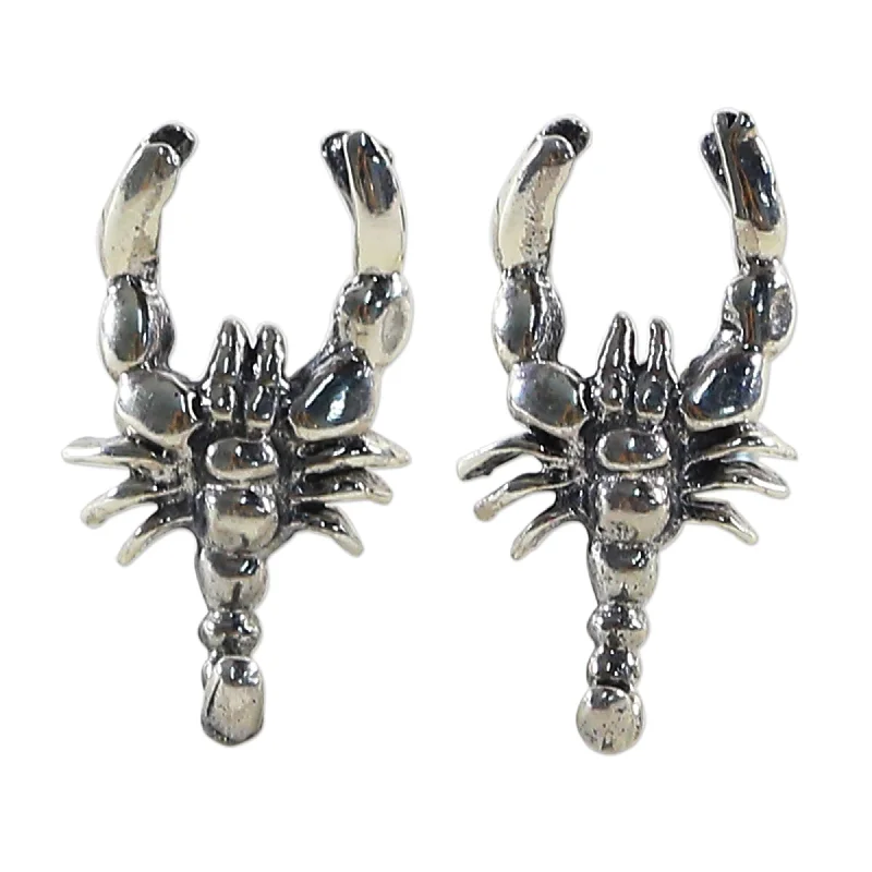 NOVICA Sterling Silver 'Little Scorpions' Earrings - 0.6*0.3