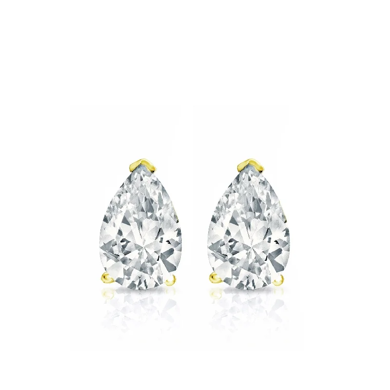 Auriya Plat Gold Lab Grown 8.00 carat TDW Pear Diamond Stud Earrings V-End Prong Screw-back