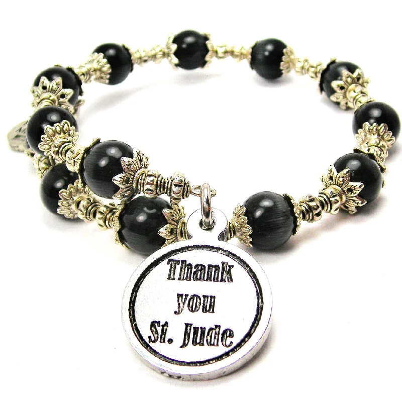 Thank You St Jude Cat's Eye Beaded Wrap Bracelet