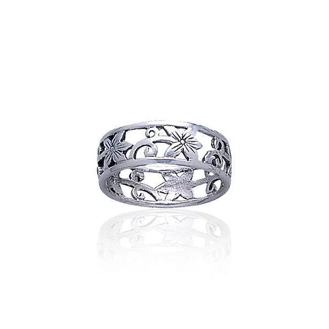 Silver Filigree Flower Ring TR073