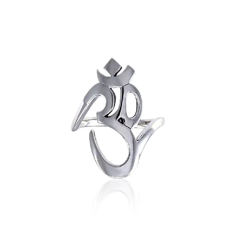 OM Expression of Spiritual Perfection Sterling Silver Ring TRI1220