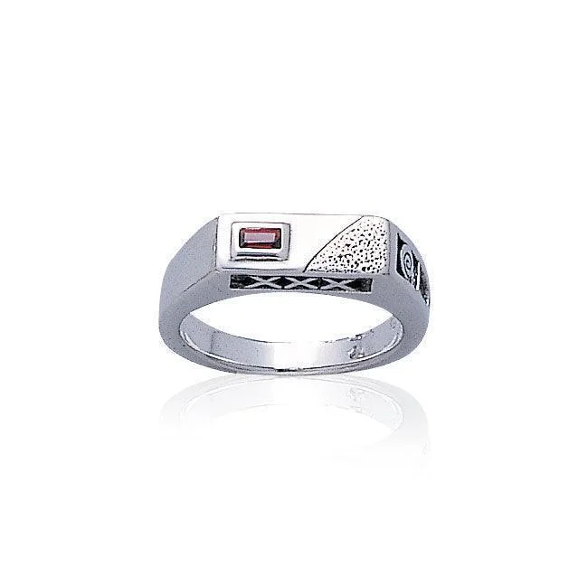 Modern Band Ring with Rectangle Gemstone TR3444