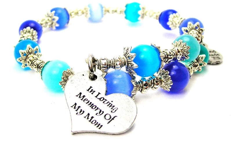 In Loving Memory Of My Mom Cat's Eye Beaded Wrap Bracelet