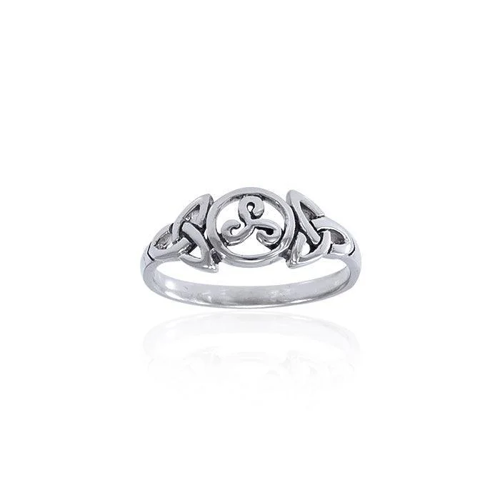 Celtic Trinity/Triquetra Triple Spiral Silver Ring TRI067