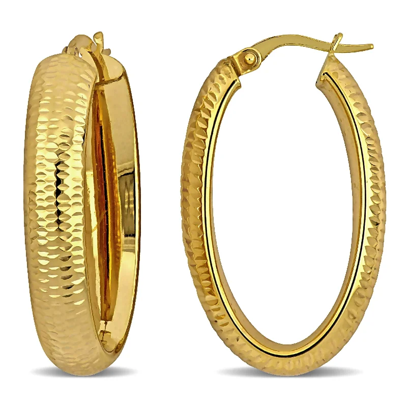 Miadora 19mm Diamond Cut Hoop Earrings in 14k Yellow Gold