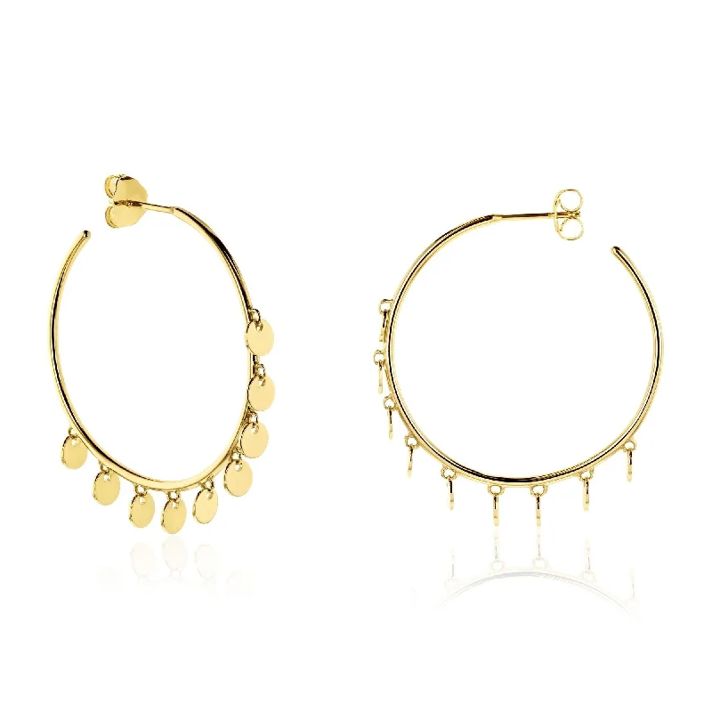 Annello by Kobelli 14k Gold Boho Disk Hoop Earrings