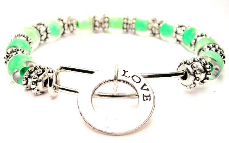 Love Affirmation 9mm Glass Beaded Single Bracelet