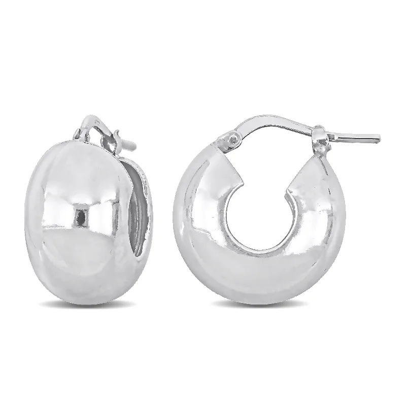 Miadora Sterling Silver Hoop Earrings