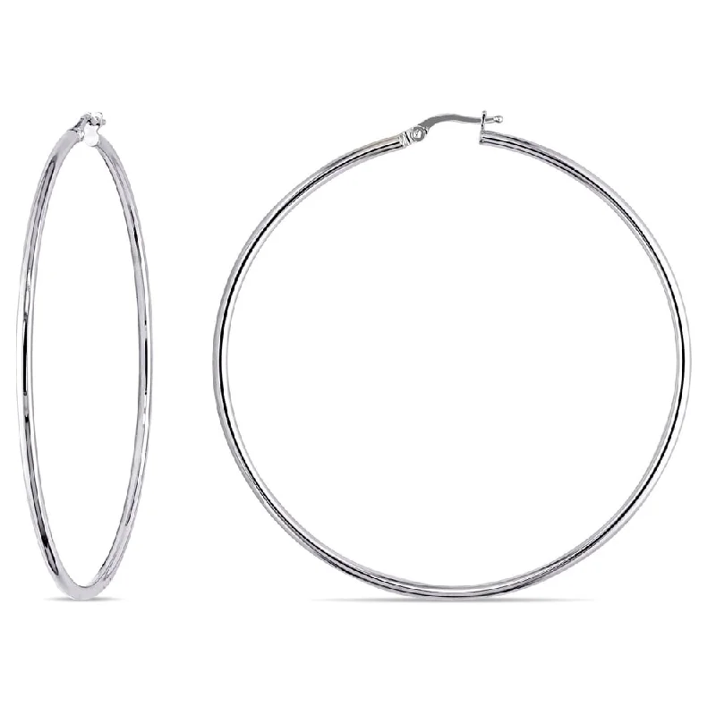 Miadora 10k White Gold Italian Hoop Earrings