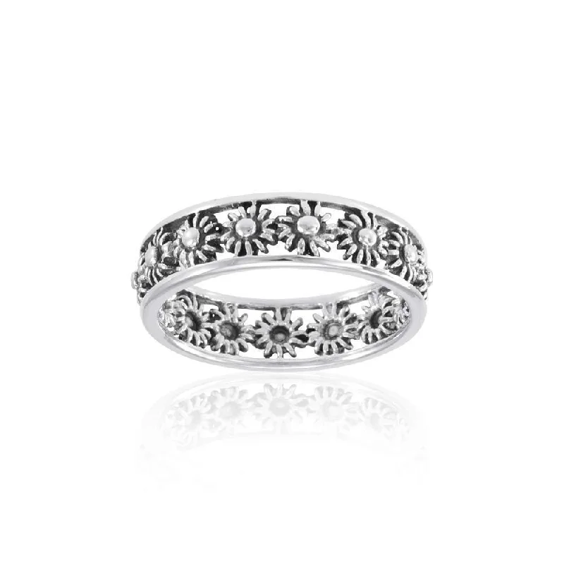 Filigree Daisy Silver Ring TR294