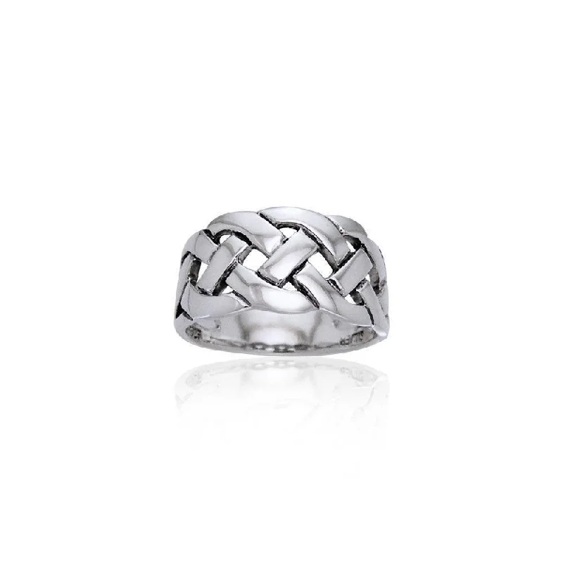 Bold Braided Celtic Knot Sterling Silver Ring TRI533