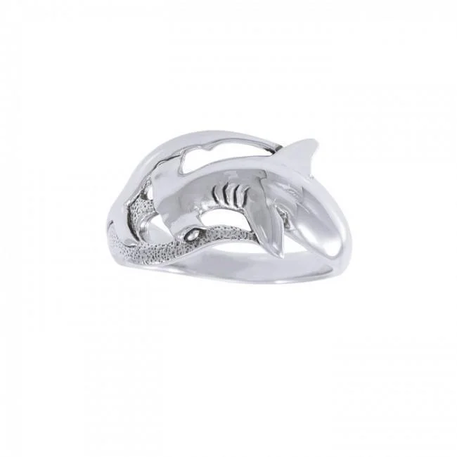 Hammerhead Shark Sterling Silver Ring TR3409