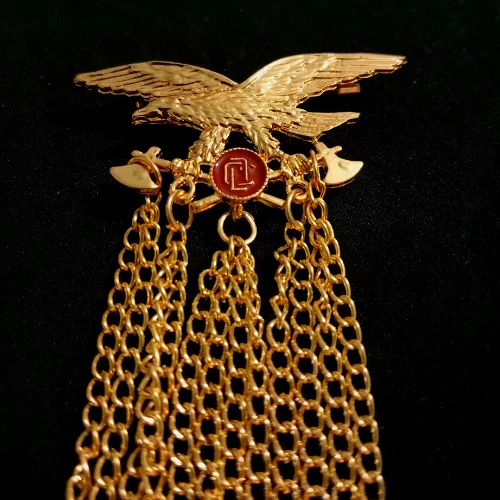 Golden Eagle Bird with Axe Designer Brooch