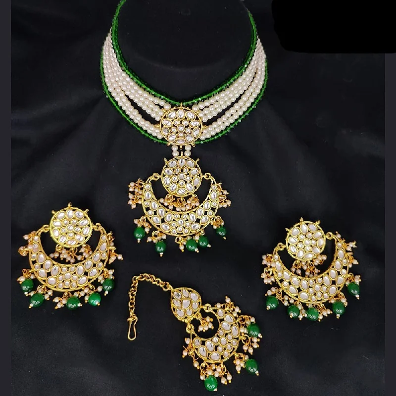 Lucentarts Jewellery Gold Plated Choker Kundan Necklace Set