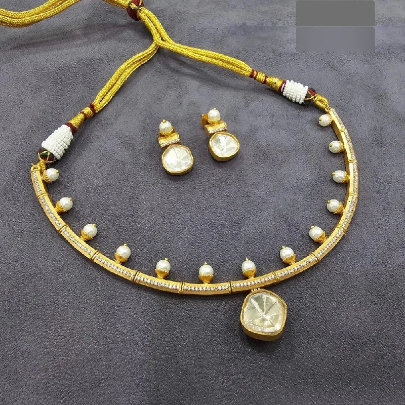 JewelTreeTz Gold Plated Mosanite Stone Hasli Set