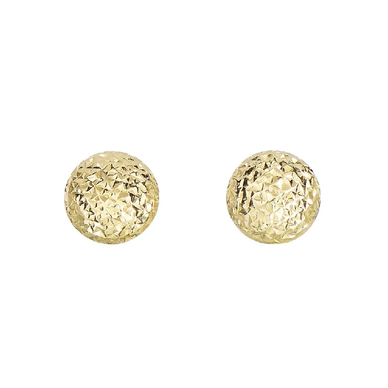 Curata 14k Yellow Gold 11.0mm Heavy Textued Half Ball Post Earrings