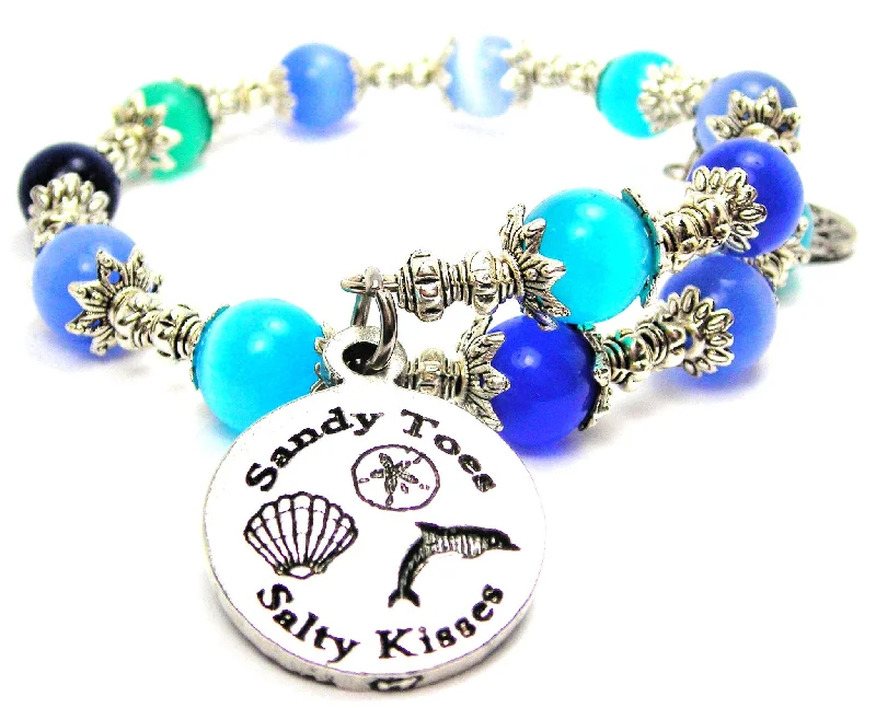 Sandy Toes Salty Kisses Cat's Eye Beaded Wrap Bracelet