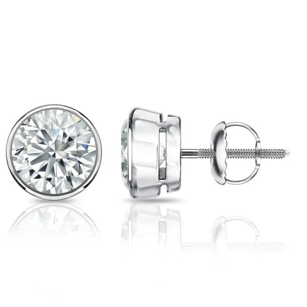 Auriya 2.70ctw Round Diamond Stud Earrings Bezel-set Platinum - GIA Certified