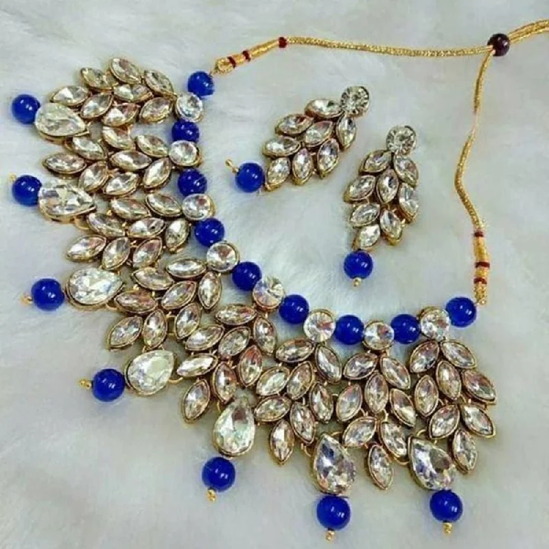 Palak Art Gold Plated Crystal Stone Necklace Set