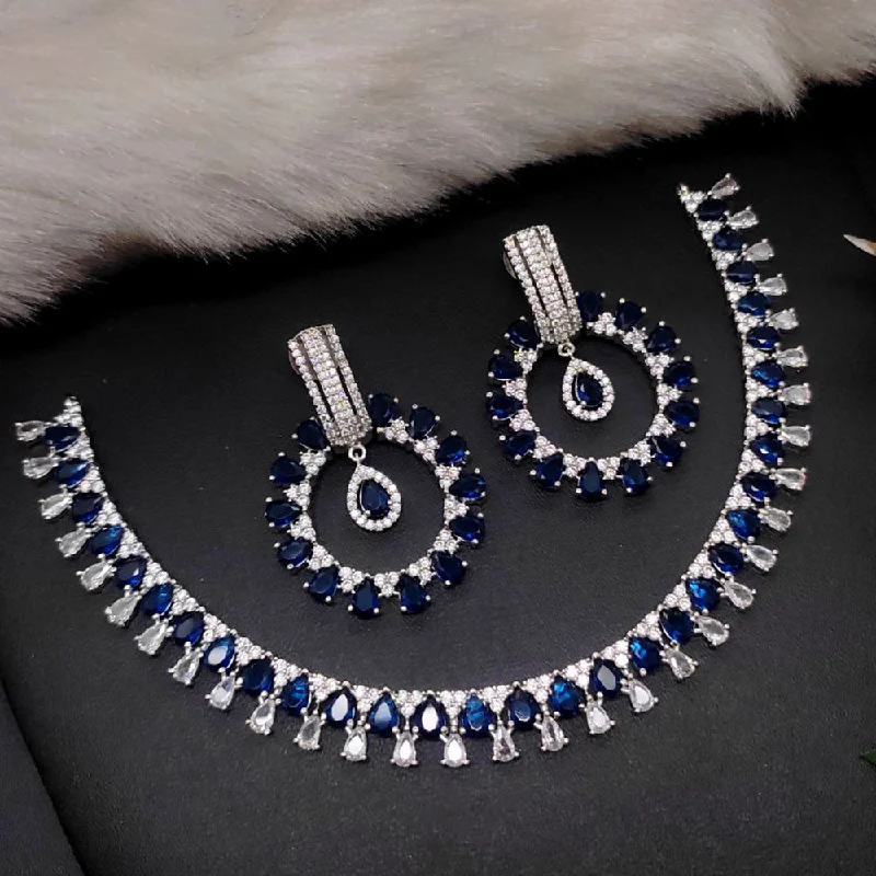 Aamrapali Silver Plated AD Necklace Set