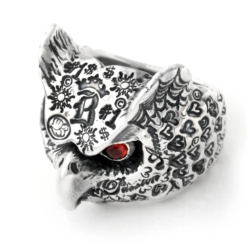 BWL Large Graffiti Owl Ring