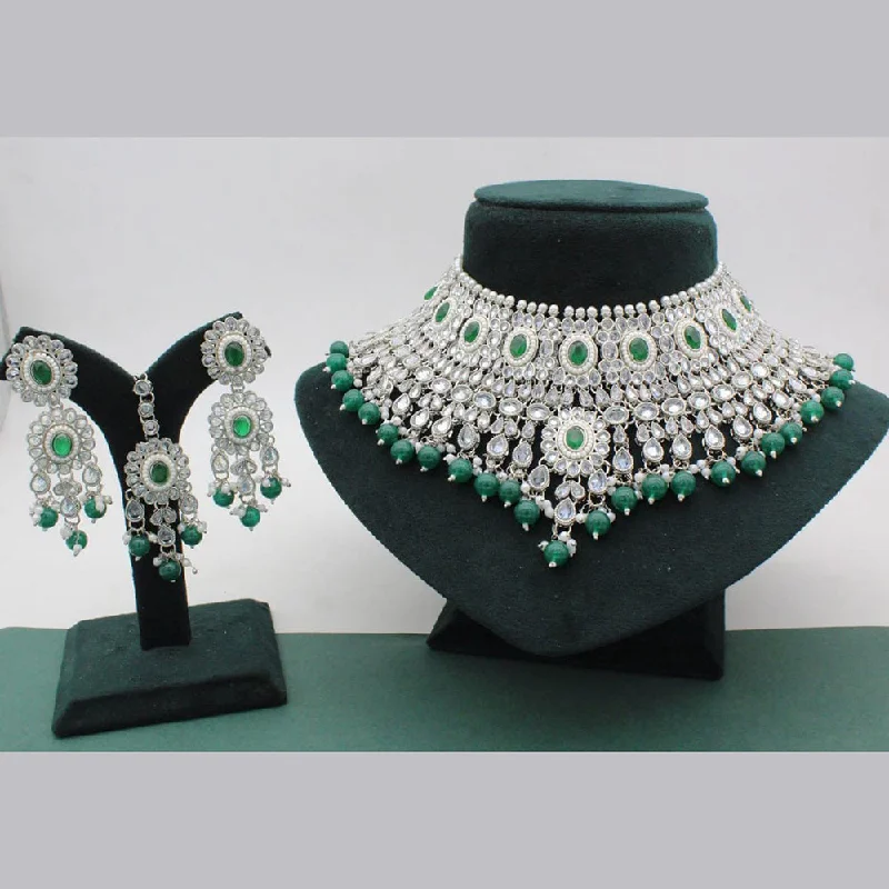 Manisha Jewellery Silver Plated Crystal Choker Necklace Set