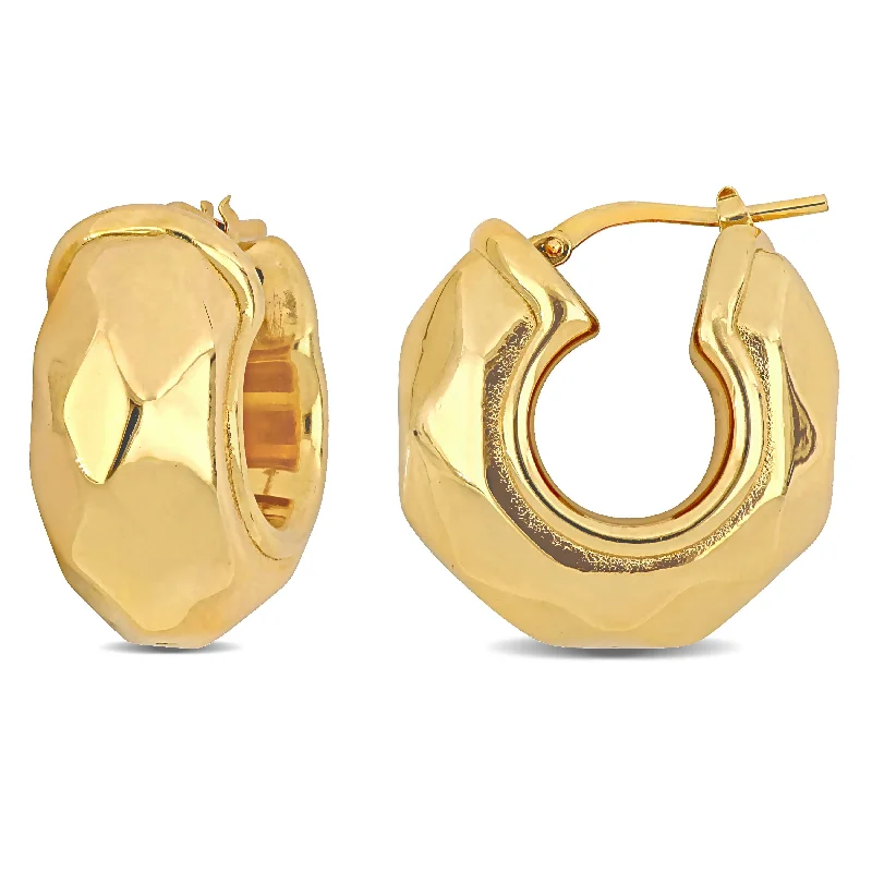 Miadora Yellow Plated Sterling Silver Hoop Earrings